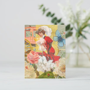 Viktorianische Lady Woman Fun Carriage Postkarte