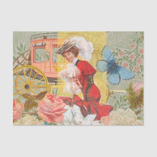 Viktorianische Lady Woman Fun Carriage Seidenpapier (Vorderseite)