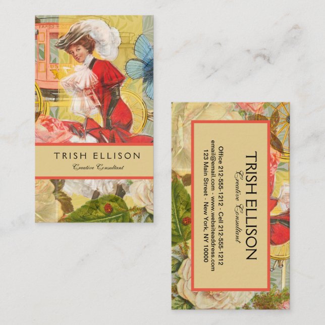 Viktorianische Lady Woman Fun Carriage Visitenkarte (Vorne/Hinten)