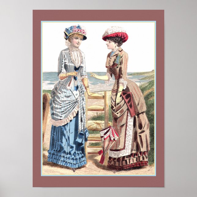 Viktorianische Ladys im Beach Old Fashion Print Poster (Vorne)