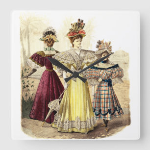 Viktorianische Ladys Vintag Design Quadratische Wanduhr