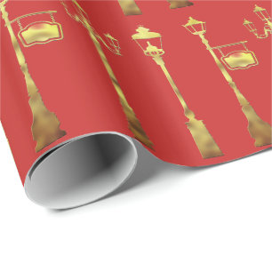 Viktorianische Lampenplatte rot Geschenkpapier