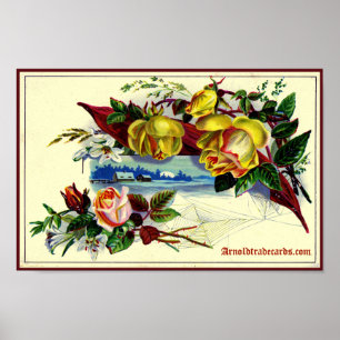 Viktorianische Landschaft mit Rose Poster