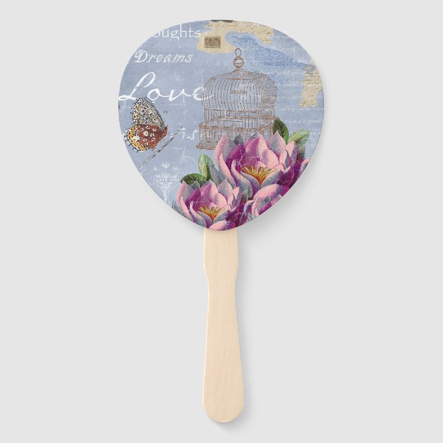 Viktorianische Liebe Gedanken Träume Butterfly Bir Fächer (Vorderseite)