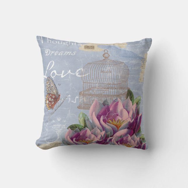 Viktorianische Liebe Gedanken Träume Butterfly Bir Kissen (Vorderseite)