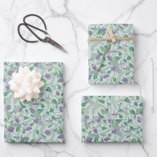 Viktorianische Lila Blume Ivy Dekorative Geblüht Geschenkpapier Set