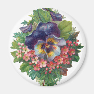 Viktorianische Lila Pansy Bouquet zum Muttertag Magnet