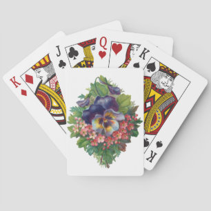 Viktorianische Lila Pansy Bouquet zum Muttertag Spielkarten
