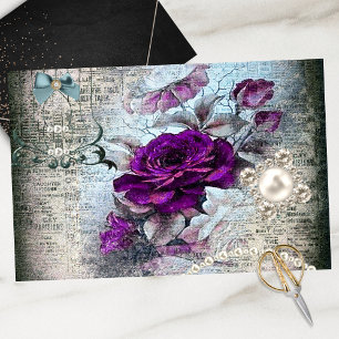 Viktorianische Lila Rosa Rose Ephemera Decoupage Seidenpapier