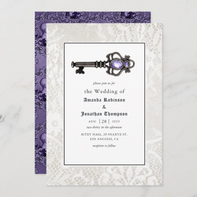 Viktorianische Lila und schwarze Phrenologie Gotis Einladung (Vorne/Hinten)