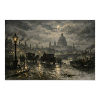 Viktorianische London-Nachtsansicht von BurnsInHel Poster