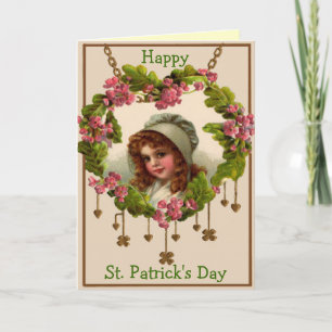 Viktorianische Mädchen-St Patrick Tagesgruß-Karte Karte