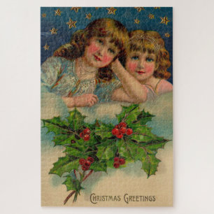 Viktorianische Mädchen Weihnachtsgrüße Puzzle