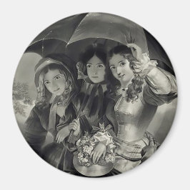 Viktorianische Mädchenschirme Regentag viktorianis Magnet