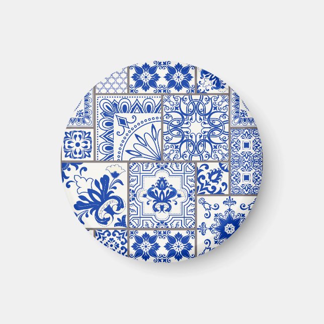 Viktorianische Majolika: Patchwork-Fliesenmuster. Magnet (Vorne)