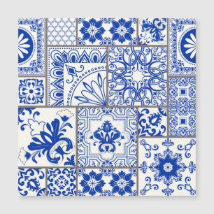 Viktorianische Majolika: Patchwork-Fliesenmuster. Magnetkarte
