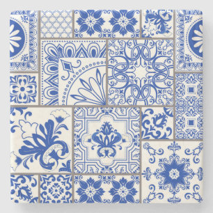 Viktorianische Majolika: Patchwork-Fliesenmuster. Steinuntersetzer