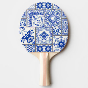 Viktorianische Majolika: Patchwork-Fliesenmuster. Tischtennis Schläger