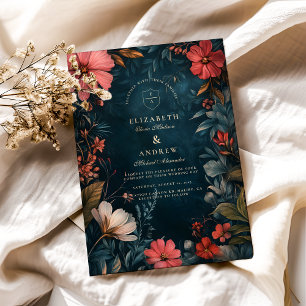 Viktorianische melancholische Hochzeit mit florale Einladung
