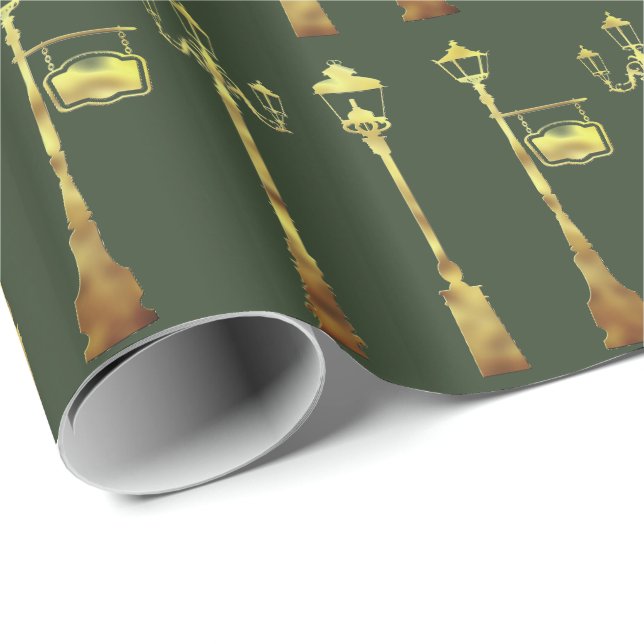 Viktorianische Messinglampe grün Geschenkpapier (Rolleneckpunkt)