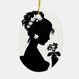 Viktorianische Miniatur-Silhouette Keramikornament