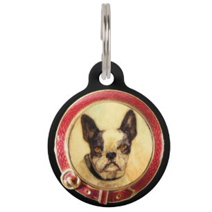 VIKTORIANISCHE MINIATURE HUND PORTRAITS Französisc Tiernamensmarke