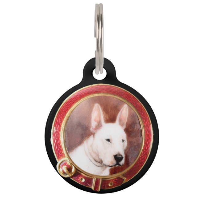 VIKTORIANISCHE MINIATURE HUNDERPORTRAITS Bull Terr Haustiermarke (Vorderseite)