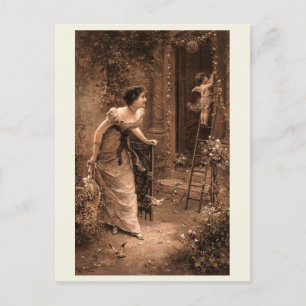 Viktorianische Mode, Hubschrauber, Vintager Stil Postkarte