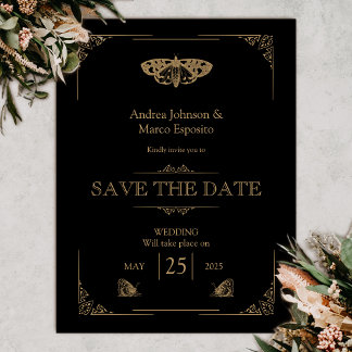 Viktorianische Moth Black Gothic Wedding Save the Magnetkarte