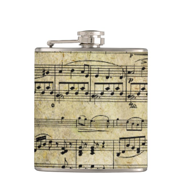 Viktorianische Musik-Blatt-Tapete Flachmann (Vorderseite)