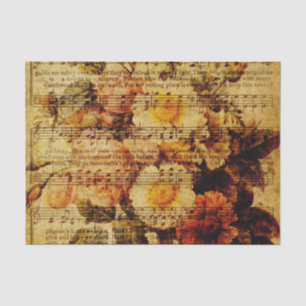 Viktorianische Musik-Blattwatercolor-Blumen-Tapete Seidenpapier