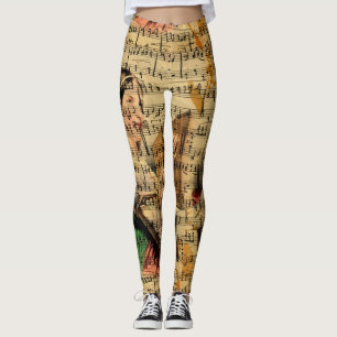 Viktorianische Musik-Blattwatercolor-Leggings Leggings