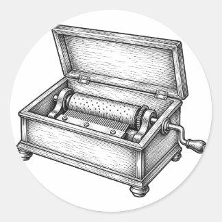 Viktorianische Musikboxgravur Vintage Antik Stic Runder Aufkleber