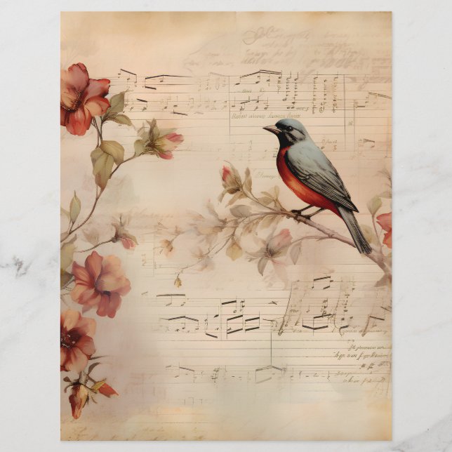 Viktorianische Musiknoten und Bird Scrapbook (Vorderseite)