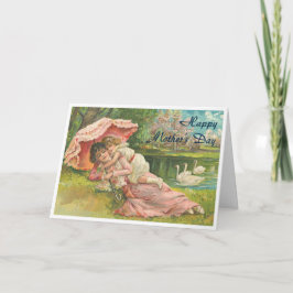 Viktorianische Mutter und Kind Feiertagskarte