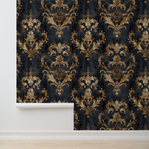 Viktorianische ornamentale Formen in schwarz und g Tapete