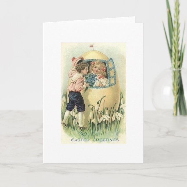 Viktorianische Ostereierkarte Feiertagskarte (Vorderseite)