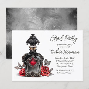 Viktorianische Parfümflasche und Rose   ABSCHLUSS Einladung