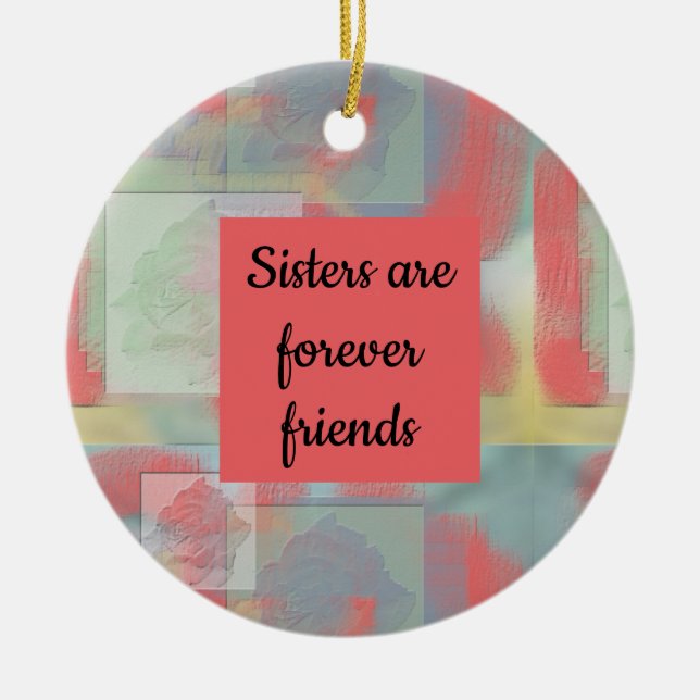 Viktorianische Pastel Rose Floral Schwestern sind  Keramik Ornament (Vorne)