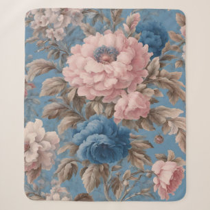 Viktorianische pastellblaue und rosa Blossom Sherpadecke