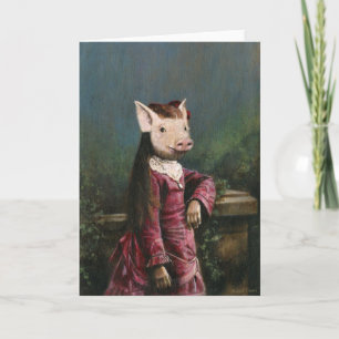 Viktorianische Piglet Girl-Grüße-Karte Karte
