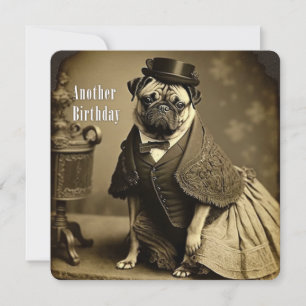 Viktorianische Pug-Geburtstagskarte - Lustiges Bil Feiertagskarte