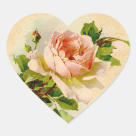 Viktorianische Rosa-Aufkleber Herz-Aufkleber