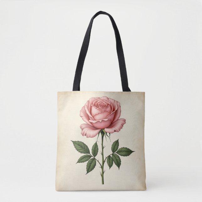 Viktorianische Rosa Rose – Vintage-Botanik AOP (Vorderseite)