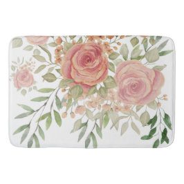 Viktorianische Rosa Rosen Aquarellkunst Badematte
