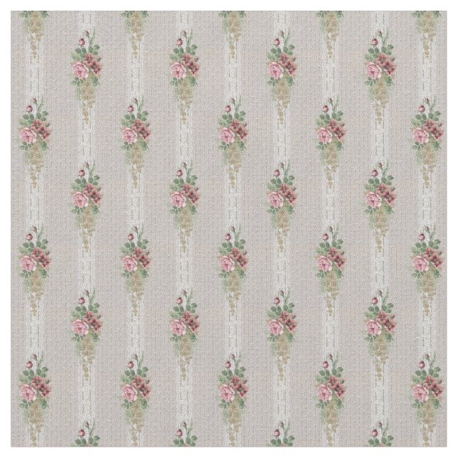Viktorianische rosa Rosen und weiße Streifen Stoff (Nahaufnahme)