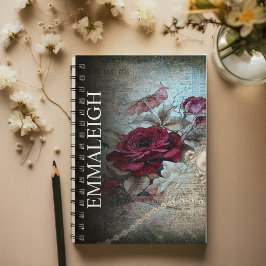 Viktorianische Rose Bohemische Perlen Monogramm Notizblock