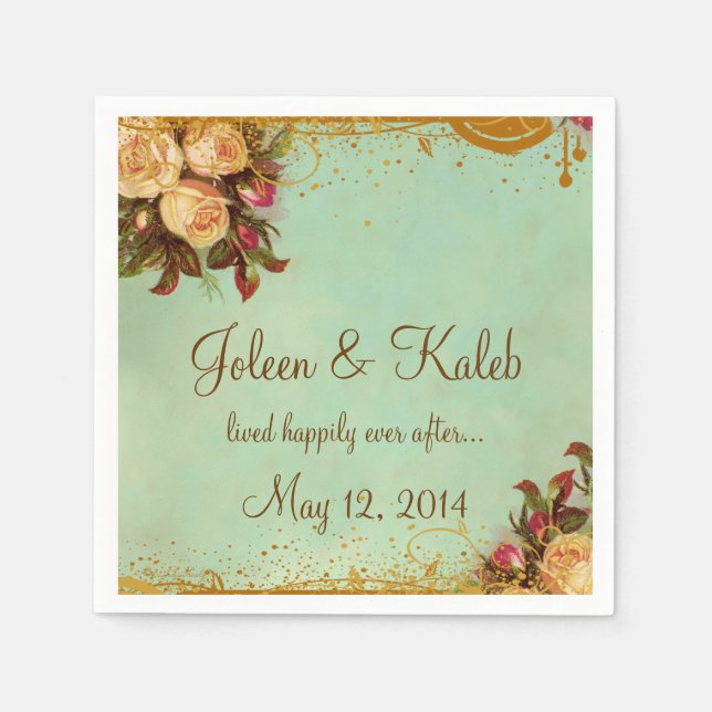 Viktorianische Rose Elegant Personalisiert Napkins Serviette (Vorderseite)