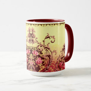 Viktorianische Rose elegante florale rote goldene  Tasse