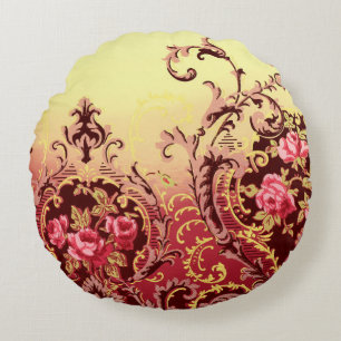 Viktorianische Rose elegante florale Vintage Rundes Kissen